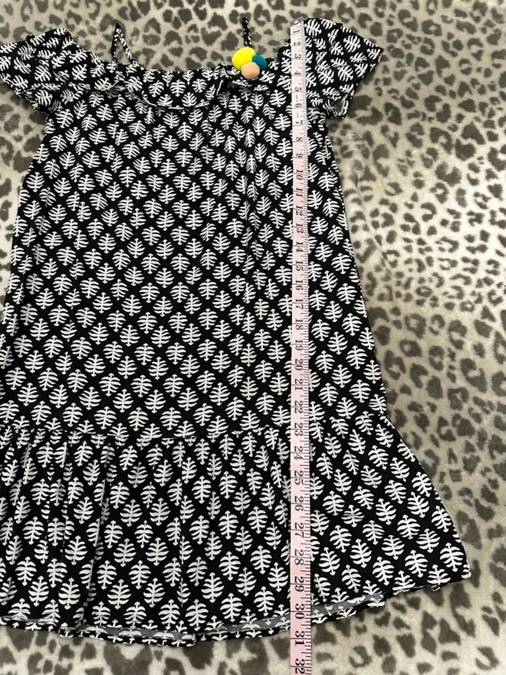 Old Navy Rayon Cold Shoulder Dress in Black & White Print Size XL 14 Girls